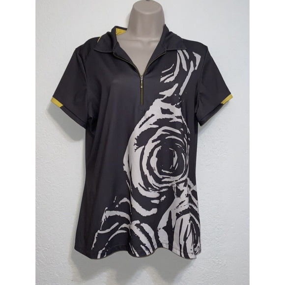 Nancy Lopez Womens Desert Dry Gray Short Sleeve 1/4 Zip T Shirt Size L - Picture 1 of 3